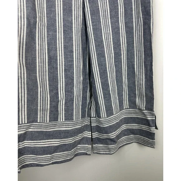 NWT Pink Rose Linen Cotton Wide Leg Pants Blue Striped Beachy Lagonlook Large - Picture 5 of 10